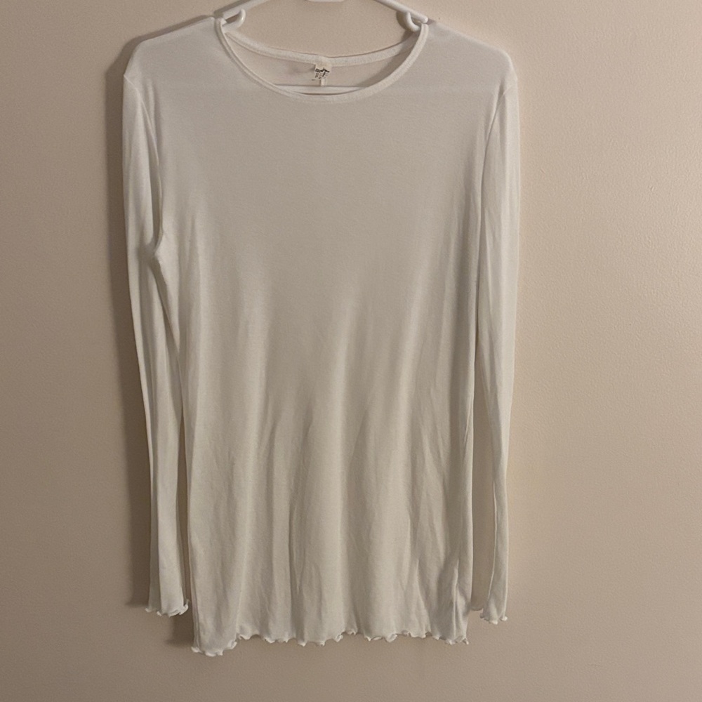 Free People Cream Long Sleeve Top